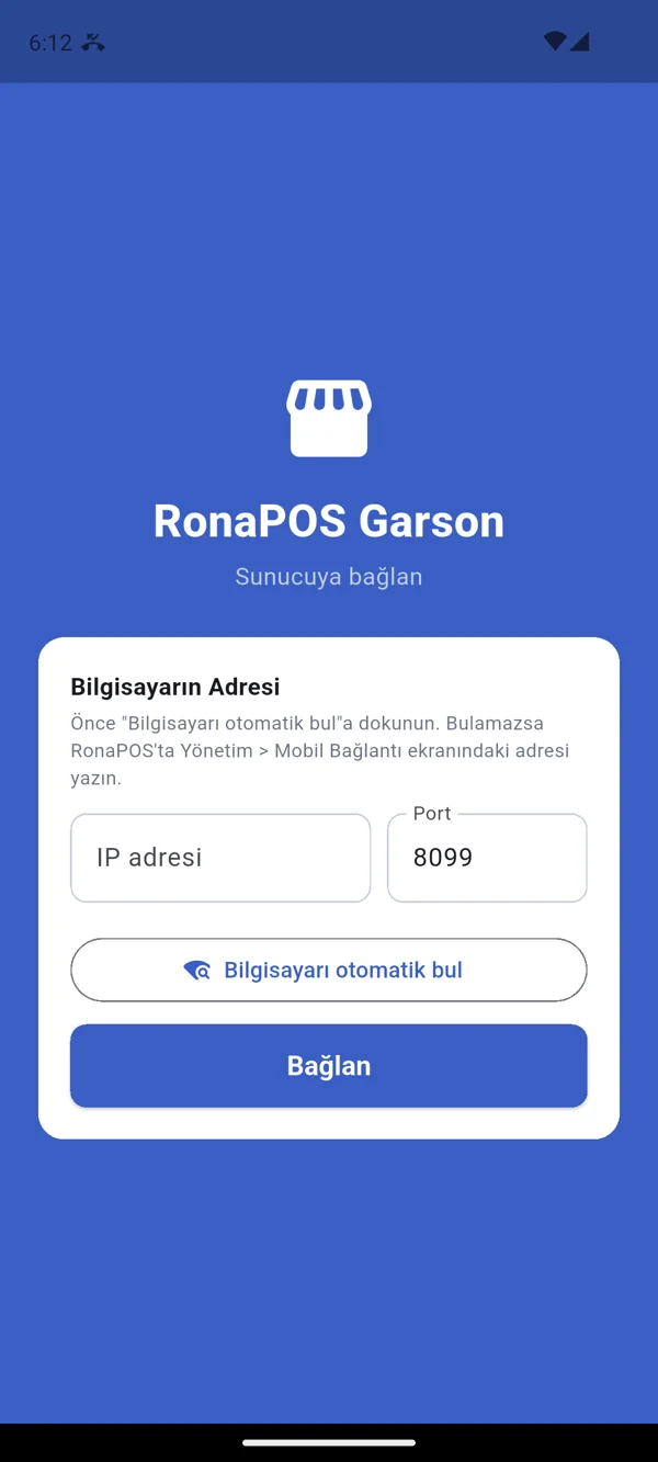RonaPOS Garson bilgisayara bağlanma